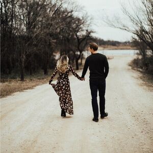 haoduoyi sheer black floral maxi slit dress size small